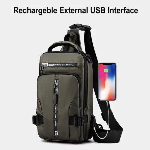 Mochila antifurto impermeável com porta USB e sleeve para portátil