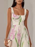 Vestido feminino floral corte A boho fluido estampado