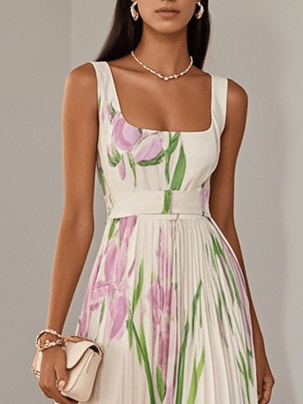 Vestido feminino floral corte A boho fluido estampado
