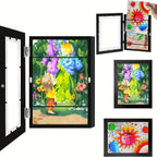Moldura infantil A4 abertura frontal flip frame para projetos escolares e pinturas, madeira