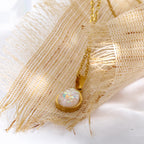 Colar pingente opala natural 18K em forma de gota, ouro minimalista elegante