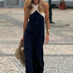 Vestido maxi decote cruzado costas abertas feminino elegante para ocasião especial