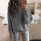 Camisola tricot cable knit ombro a descoberto manga comprida corte relaxado