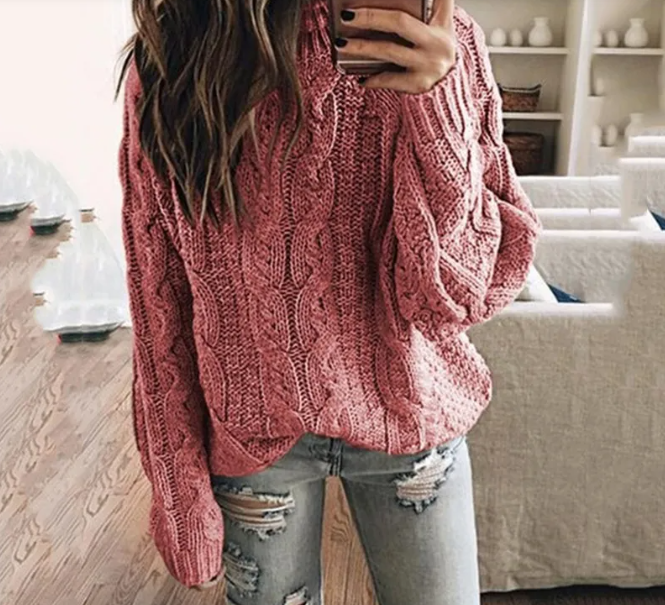 Camisola tricot cable knit ombro a descoberto manga comprida corte relaxado