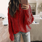 Camisola tricot cable knit ombro a descoberto manga comprida corte relaxado