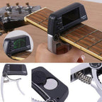 Capo de guitarra 2 em 1 com afinador digital clip-on, liga de alumínio