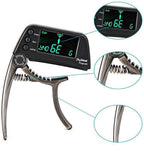 Capo de guitarra 2 em 1 com afinador digital clip-on, liga de alumínio