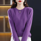 Camisola de malha feminina leve e quente, design versátil em várias cores