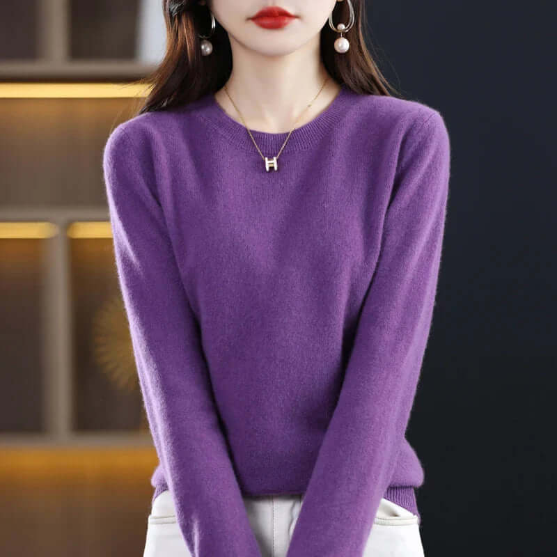Camisola de malha feminina leve e quente, design versátil em várias cores