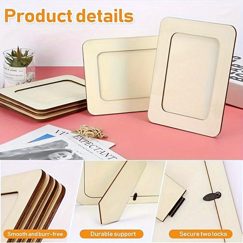 Porta-retratos de madeira DIY conjunto de 10, 15,24 cm, estilo contemporâneo bege claro