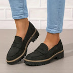 Women orthopedic platform loafers with arch support and lug sole