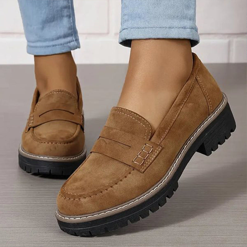 Women orthopedic platform loafers with arch support and lug sole