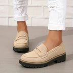 Women orthopedic platform loafers with arch support and lug sole