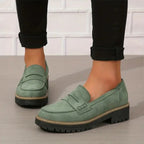 Women orthopedic platform loafers with arch support and lug sole