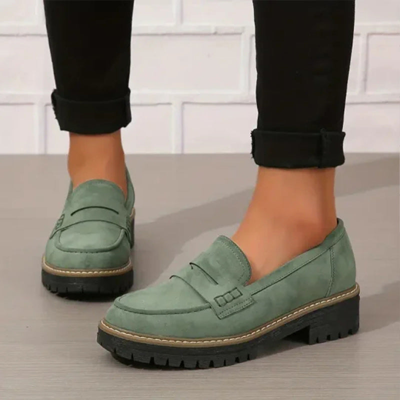 Women orthopedic platform loafers with arch support and lug sole