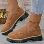 Women orthopedic platform loafers with arch support and lug sole