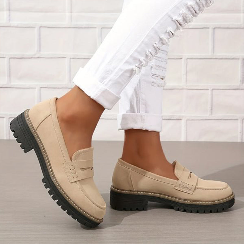 Women orthopedic platform loafers with arch support and lug sole