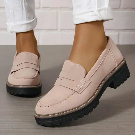 Women orthopedic platform loafers with arch support and lug sole