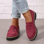 Women orthopedic platform loafers with arch support and lug sole