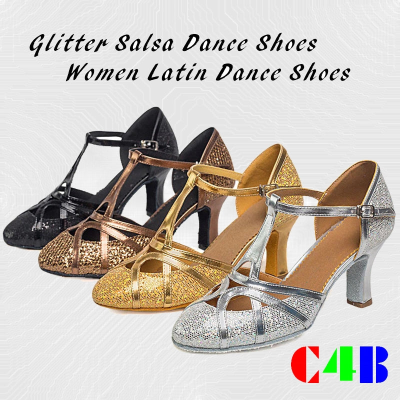 Sapatos de Dança Latina Femininos | Salsa com Brilho, Salto 7cm