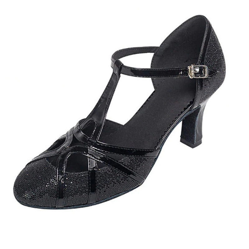 Sapatos de Dança Latina Femininos | Salsa com Brilho, Salto 7cm