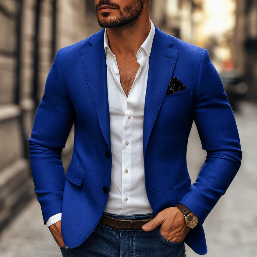 Blazer masculino slim fit dois botões com lapela clássica