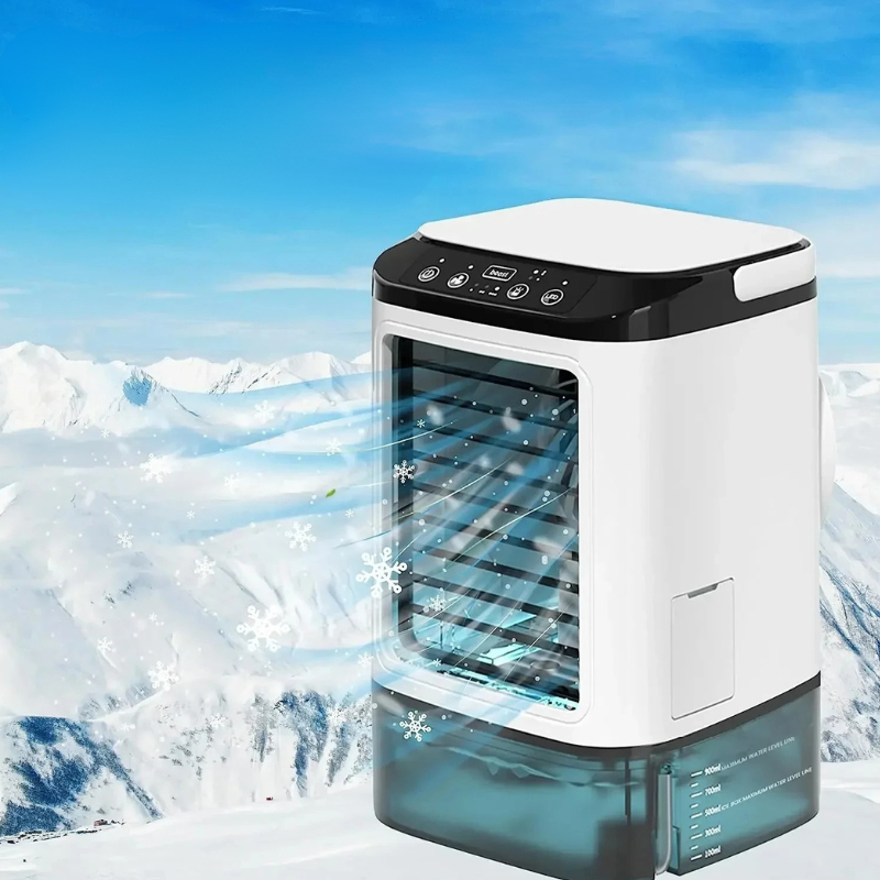 Ar condicionado portátil com névoa ultrassônica e 3 velocidades, mini climatizador LED