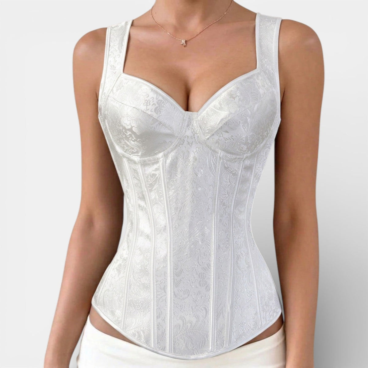 Corpete feminino jacquard retro modelador em preto branco e violeta