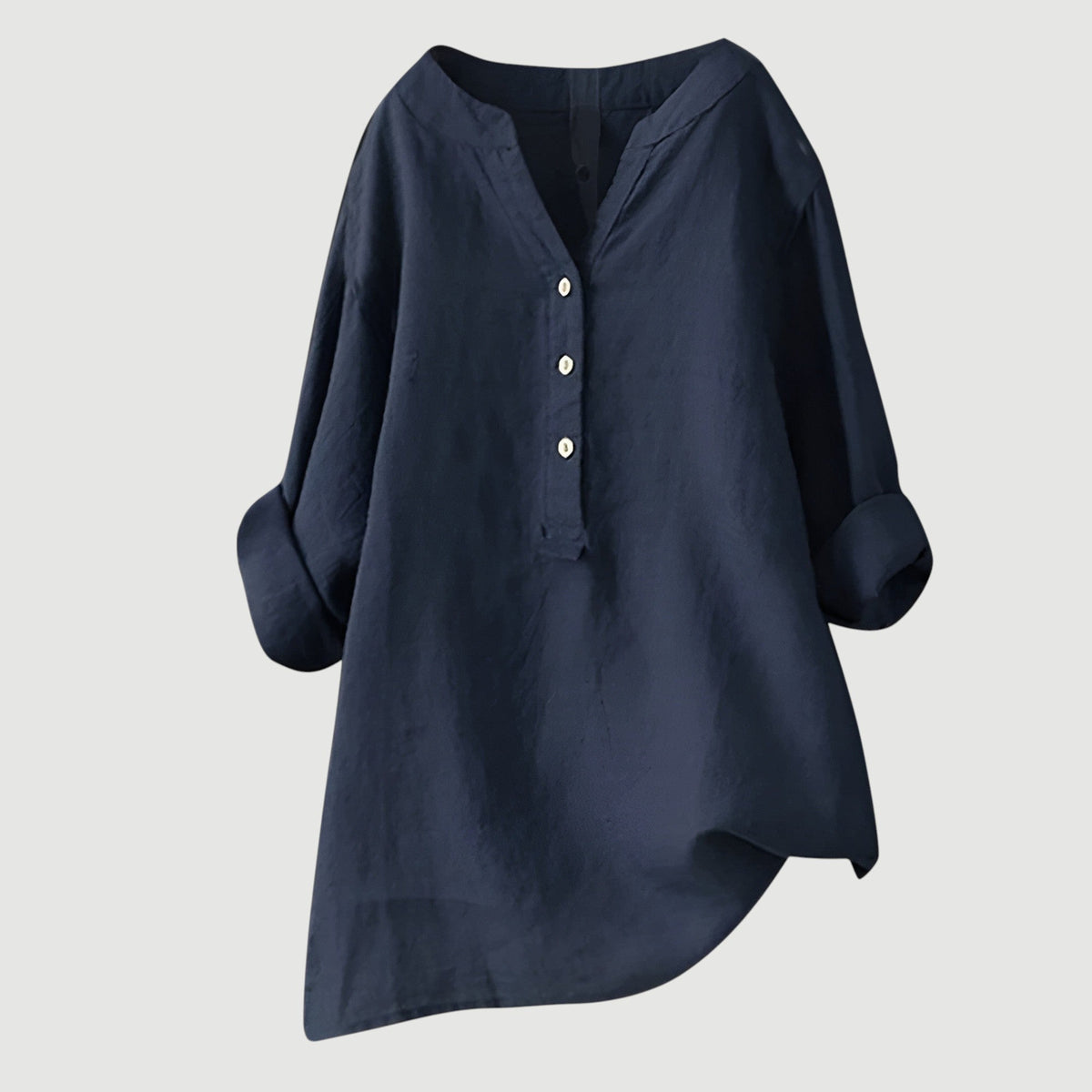 Blusa de linho feminina relaxada com manga e caimento solto