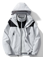 Jaqueta outdoor 3 em 1 impermeável corta-vento com forro polar removível e capuz