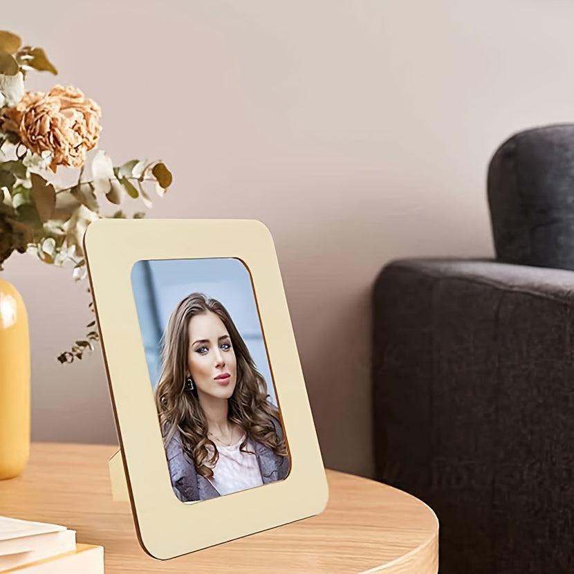 Porta-retratos de madeira DIY conjunto de 10, 15,24 cm, estilo contemporâneo bege claro
