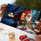 Kit de cartões de Natal com diamond painting 12 unidades Pai Natal e animais DIY