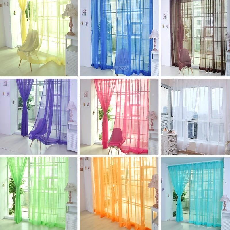 Cortinas de voile floral semitransparentes 200x100cm com ilhós, 2 painéis decorativos