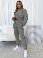 Conjunto loungewear feminino 2 peças macio confortável corte amplo