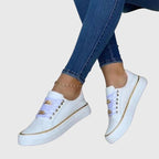 Tênis feminino de veludo com atacadores, estilo casual outono inverno