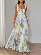 Vestido feminino floral corte A boho fluido estampado