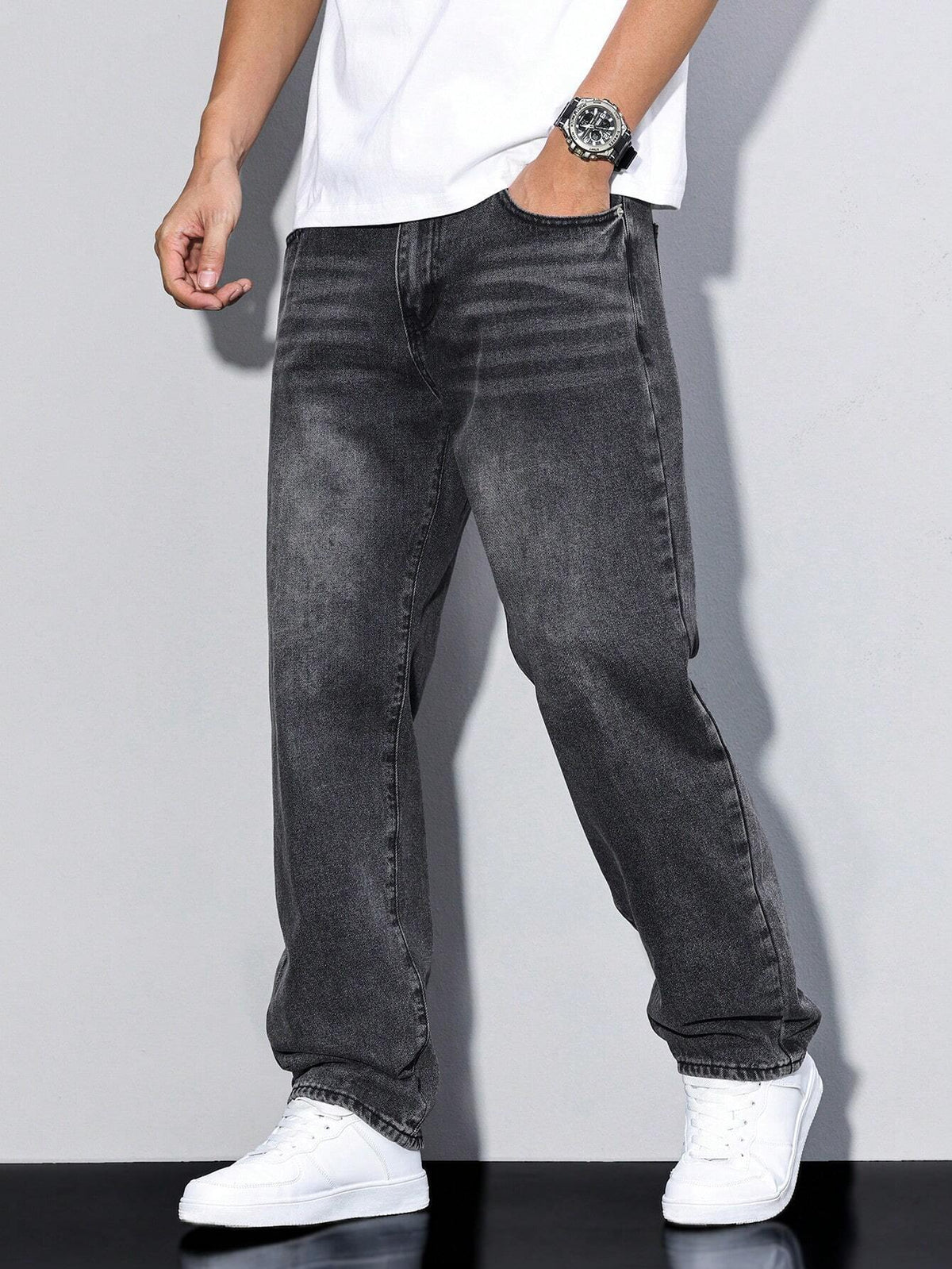 Jeans homem slim fit denim clássico em várias cores