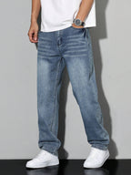 Jeans homem slim fit denim clássico em várias cores