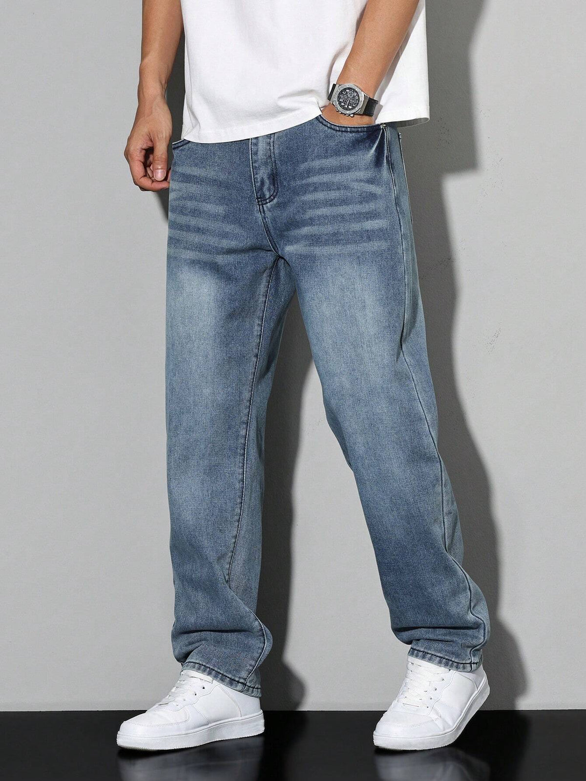 Jeans homem slim fit denim clássico em várias cores