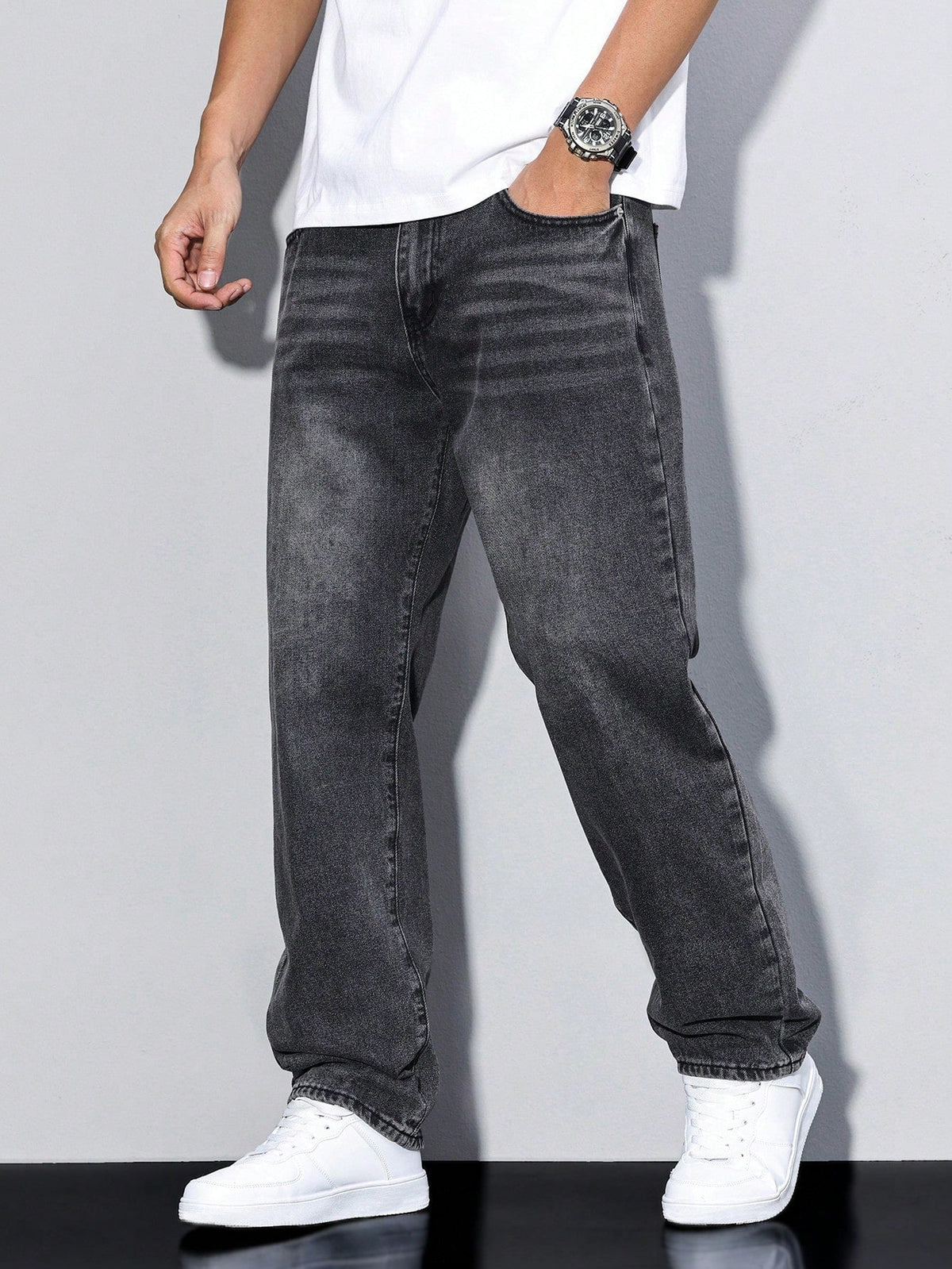 Jeans homem slim fit denim clássico em várias cores
