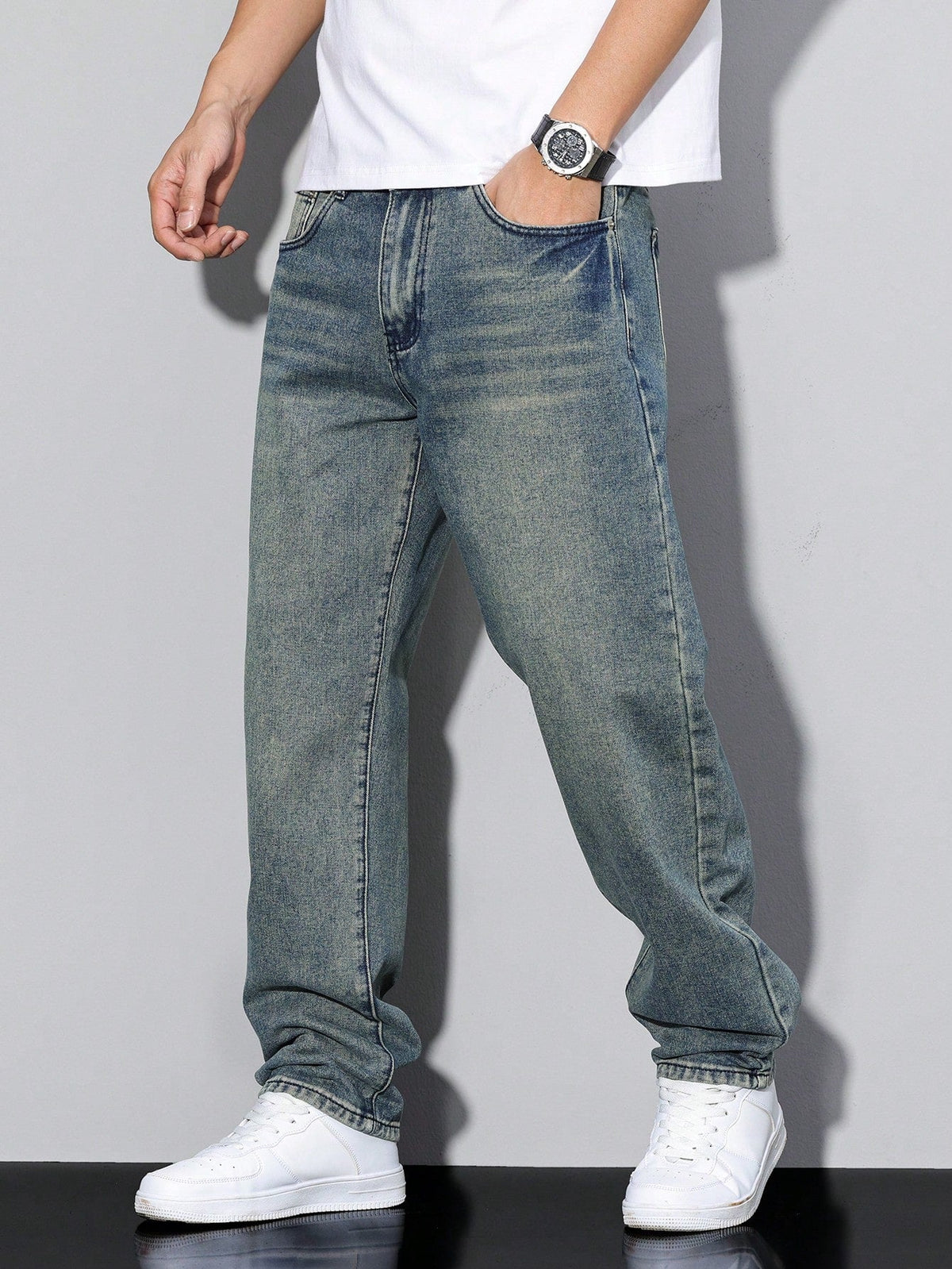 Jeans homem slim fit denim clássico em várias cores