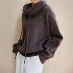 Camisola de malha tricot feminina em tons neutros corte relaxado