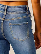 Jeans flare feminino cintura alta corte modelador denim azul