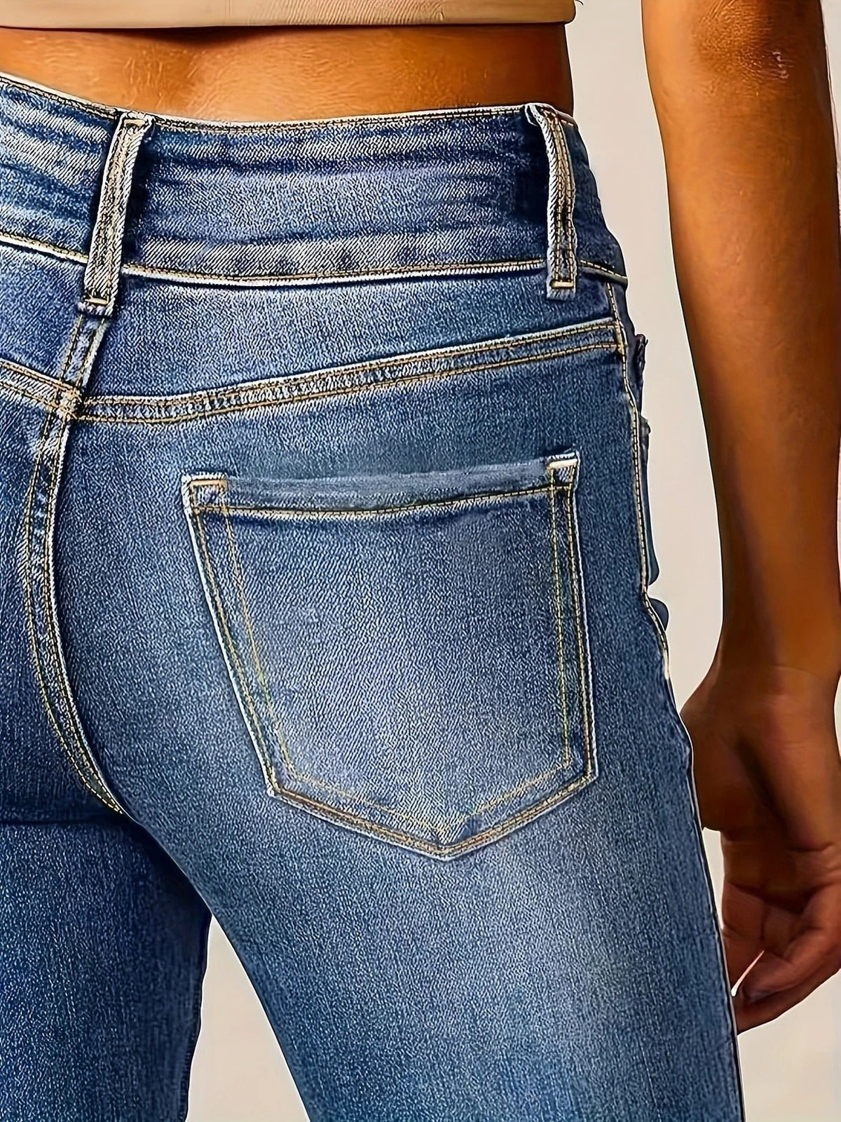 Jeans flare feminino cintura alta corte modelador denim azul