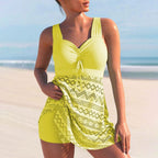 Conjunto tankini feminino bipeça com suporte ergonômico e corte clássico