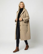 Trench coat longo mulher impermeável com capuz e botões tamanhos S a 3XL