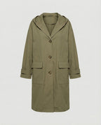 Trench coat longo mulher impermeável com capuz e botões tamanhos S a 3XL