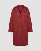 Trench coat longo mulher impermeável com capuz e botões tamanhos S a 3XL