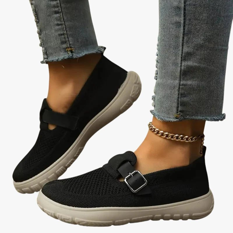 Sapatilhas femininas ortopédicas respiráveis com velcro slip-on