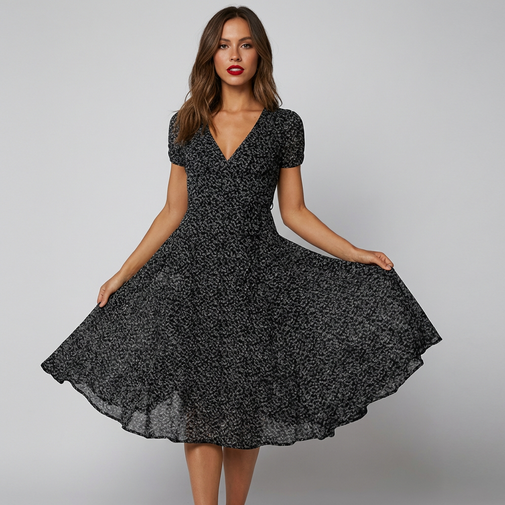 Vestido de Verão Floral | Corte A com Decote em V | Estampa Florida